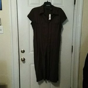 Brown button front dress